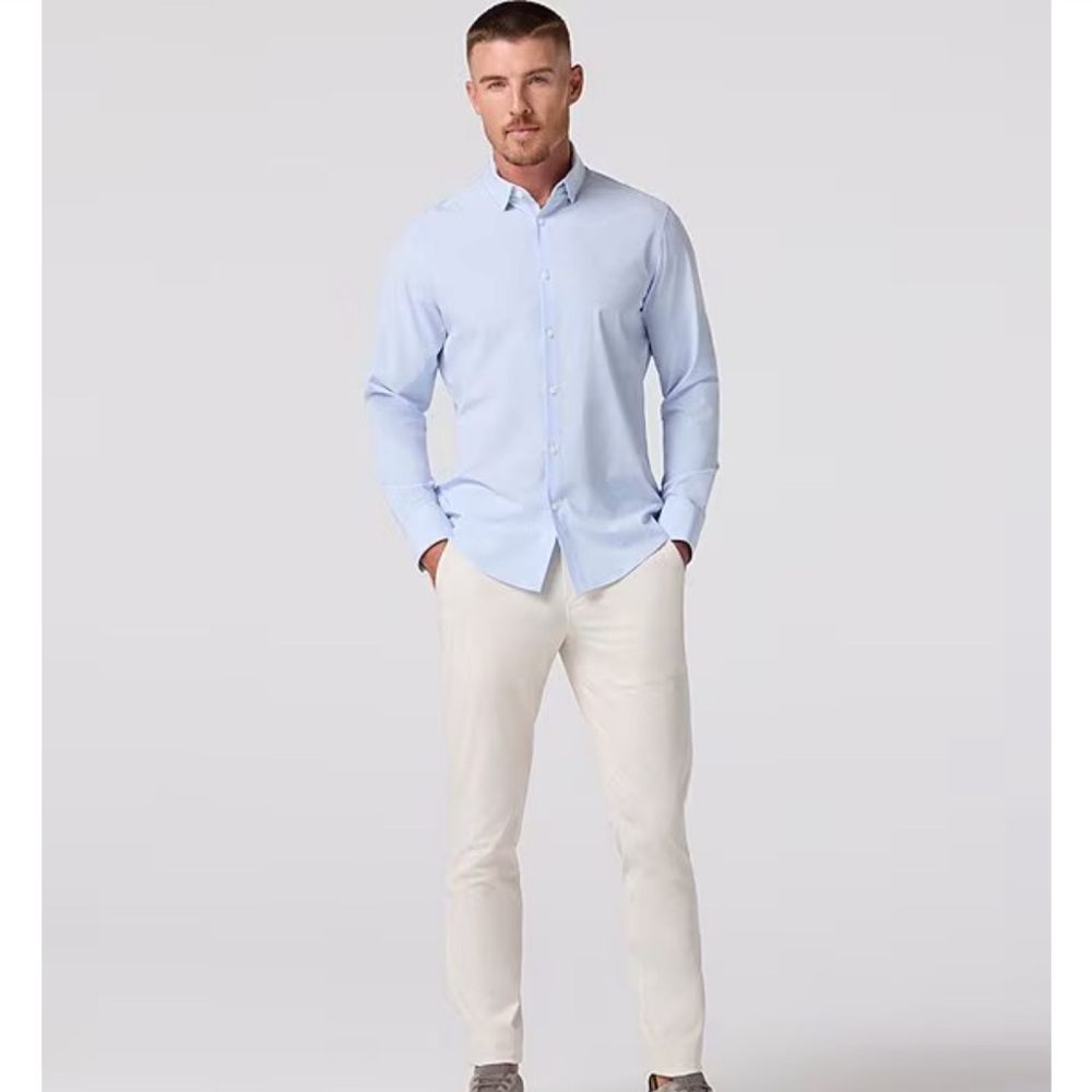 Mizzen+Main Light Khaki (Oat) performance fabric Helmsman Slim pants size 32x32